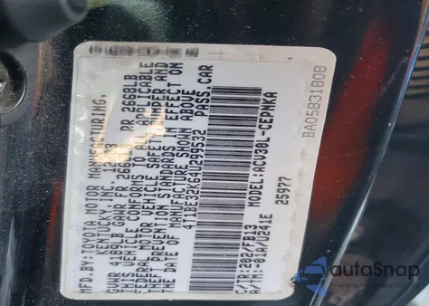 2004 Toyota Camry Le из США, поврежденный, VIN 4T1BE32K64U299532